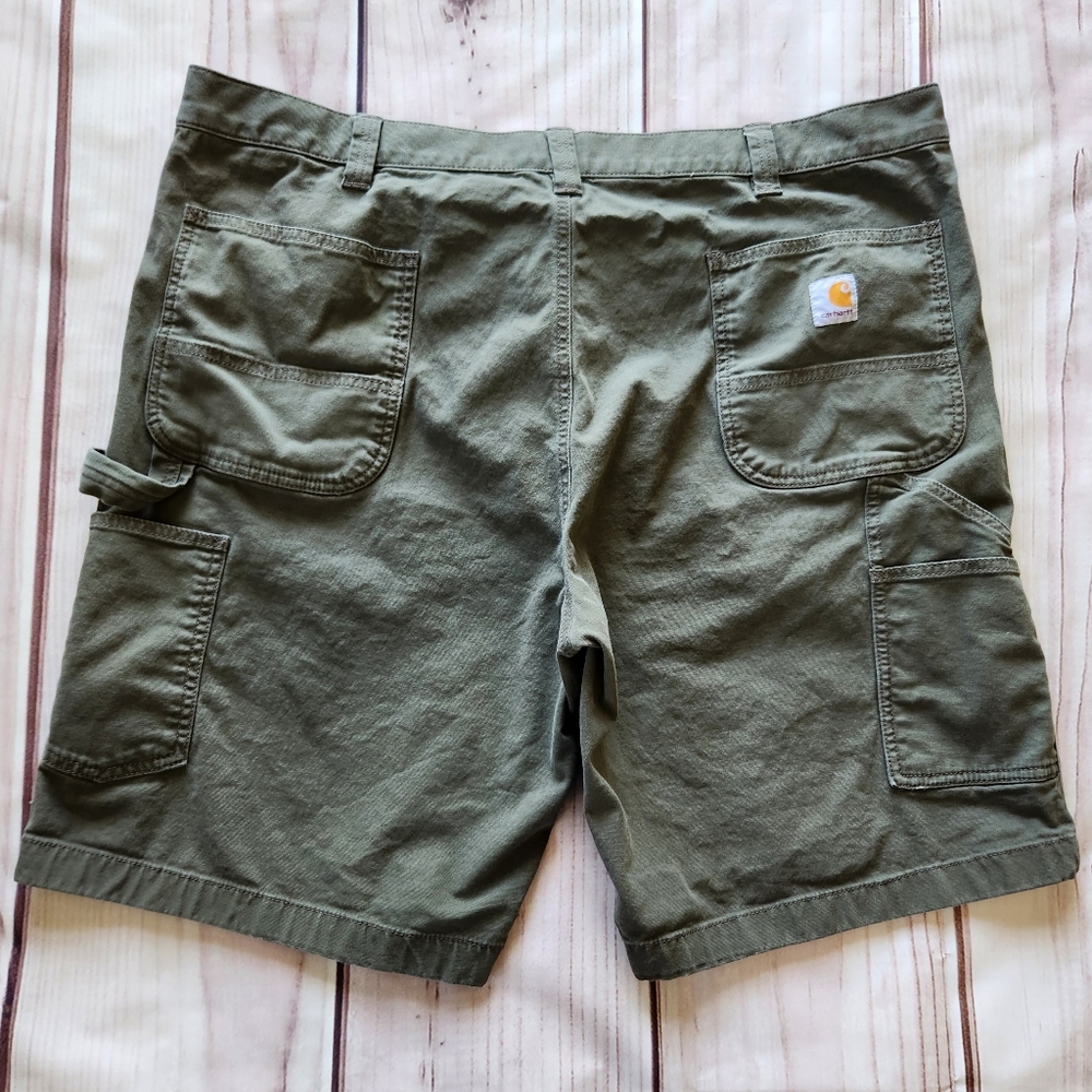 Carhartt Rugged Flex Relaxed Fit Canvas Utility Work Short Olive, Men's Size 44 - Picture 3 of 9